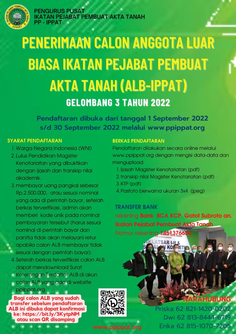Pendaftaran ALB IPPAT Gelombang 3 Dibuka