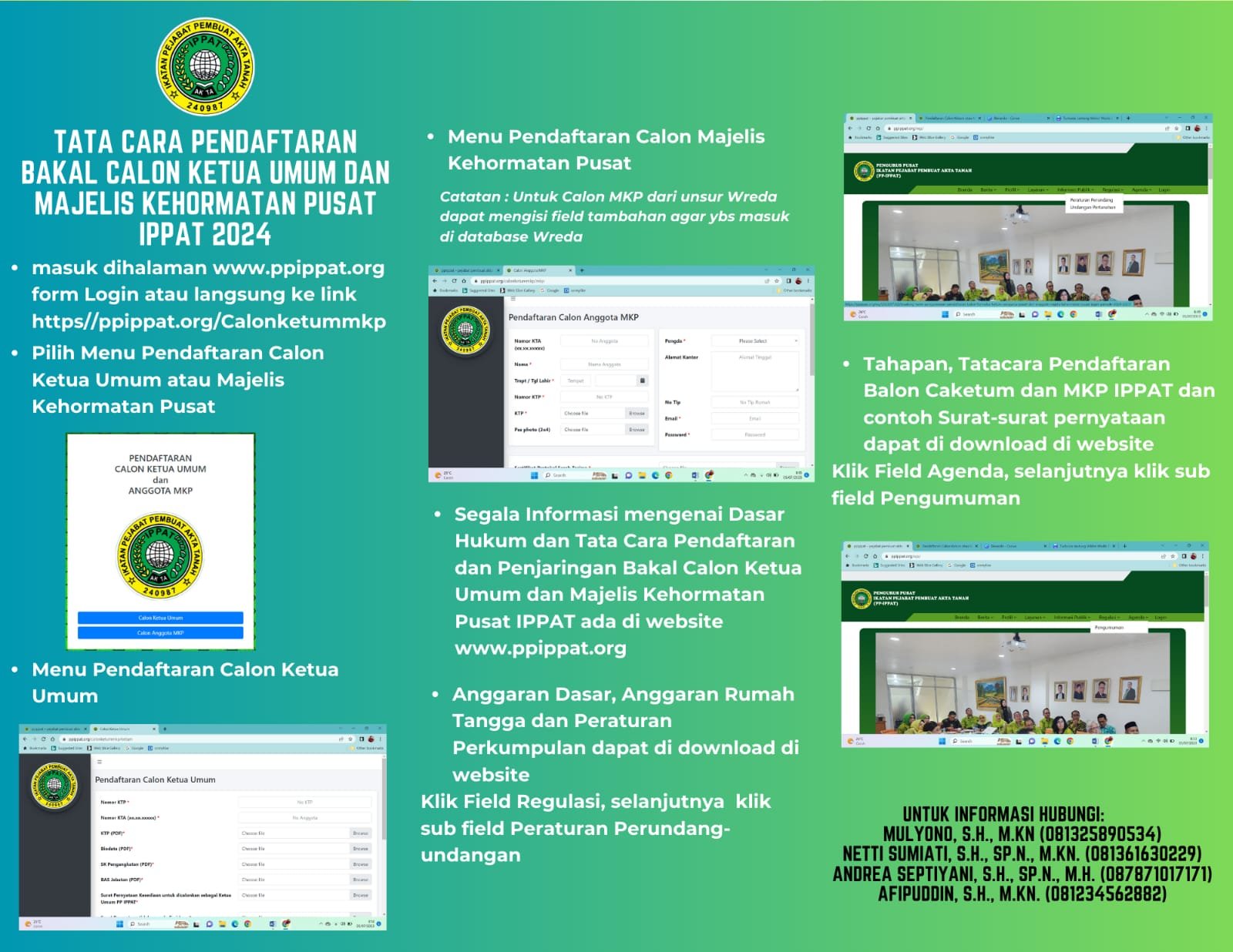 Tata Cara Pendaftaran Bakal Calon Ketua Umum dan Majelis Kehormatan Pusat IPPAT 2024