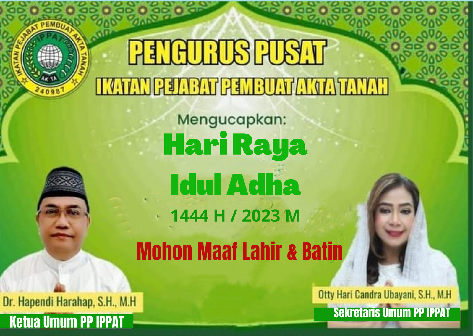 PP IPPAT Ucapkan Selamat Idul Adha 1444 H